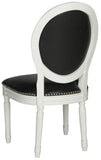 Safavieh - Set of 2 - Holloway Side Chair 19''H French Brasserie Leather Oval Nail Heads Black Cream Rubberwood Foam Iron PU FOX6228E-SET2 889048034501