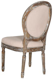 Safavieh - Set of 2 - Holloway Side Chair 19''H French Brasserie Linen Oval Beige Rustic Oak NC Coating Rubberwood Foam FOX6228G-SET2 889048034525