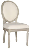 Safavieh - Set of 2 - Holloway Side Chair 19''H French Brasserie Linen Oval Light Beige Rustic Grey NC Coating Rubberwood Foam FOX6228H-SET2 889048034532