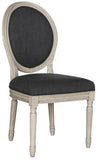 Safavieh - Set of 2 - Holloway Side Chair 19''H French Brasserie Linen Oval Charcoal Rustic Grey NC Coating Rubberwood Foam FOX6228K-SET2 889048034556