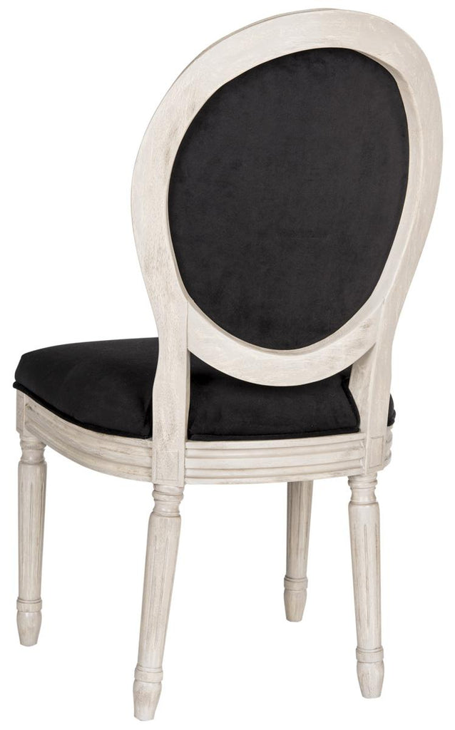 Safavieh - Set of 2 - Holloway Side Chair 19''H French Brasserie Velvet Oval Black Rustic Grey NC Coating Rubberwood Foam FOX6228L-SET2 889048034563