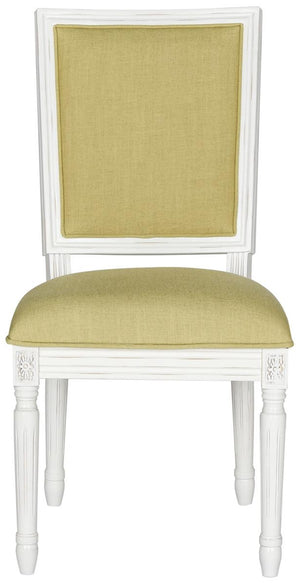 Safavieh - Set of 2 - Buchanan Side Chair 19''H French Brasserie Linen Rect Spring Green Cream NC Coating Rubberwood Foam FOX6229B-SET2 889048034587