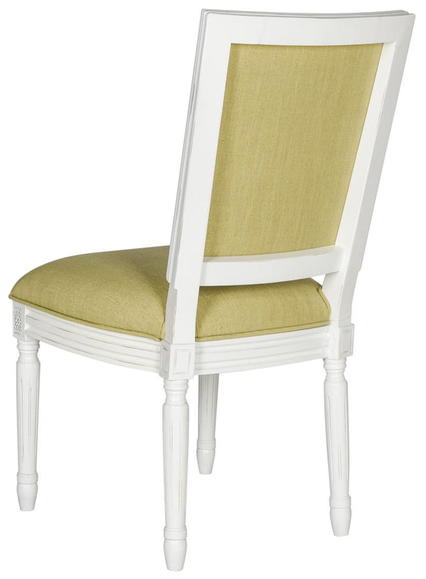 Safavieh - Set of 2 - Buchanan Side Chair 19''H French Brasserie Linen Rect Spring Green Cream NC Coating Rubberwood Foam FOX6229B-SET2 889048034587