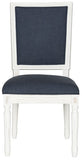 Safavieh - Set of 2 - Buchanan Side Chair 19''H French Brasserie Linen Rect Navy Cream NC Coating Rubberwood Foam FOX6229C-SET2 889048034594