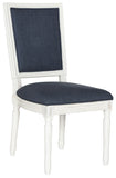 Safavieh - Set of 2 - Buchanan Side Chair 19''H French Brasserie Linen Rect Navy Cream NC Coating Rubberwood Foam FOX6229C-SET2 889048034594