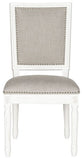 Safavieh - Set of 2 - Buchanan Side Chair 19''H French Brasserie Linen Rect Nail Heads Light Grey Cream Rubberwood Foam Iron FOX6229D-SET2 889048034600