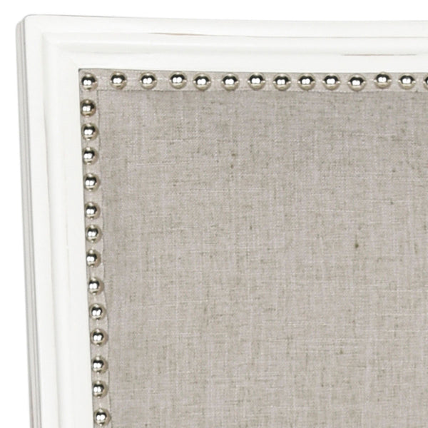 Safavieh - Set of 2 - Buchanan Side Chair 19''H French Brasserie Linen Rect Nail Heads Light Grey Cream Rubberwood Foam Iron FOX6229D-SET2 889048034600