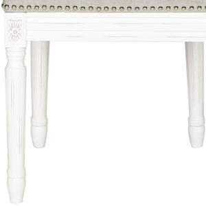 Safavieh - Set of 2 - Buchanan Side Chair 19''H French Brasserie Linen Rect Nail Heads Light Grey Cream Rubberwood Foam Iron FOX6229D-SET2 889048034600