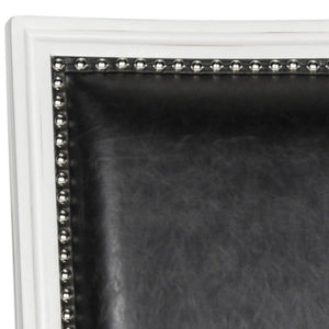 Safavieh - Set of 2 - Buchanan Side Chair 19''H French Brasserie Leather Rect Nail Heads Black Cream Rubberwood Foam Iron PU FOX6229E-SET2 889048034624