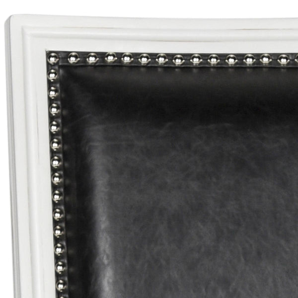 Safavieh - Set of 2 - Buchanan Side Chair 19''H French Brasserie Leather Rect Nail Heads Black Cream Rubberwood Foam Iron PU FOX6229E-SET2 889048034624