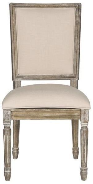 Safavieh - Set of 2 - Buchanan Side Chair 19''H French Brasserie Linen Rect Beige Rustic Oak NC Coating Rubberwood Foam FOX6229G-SET2 889048034655