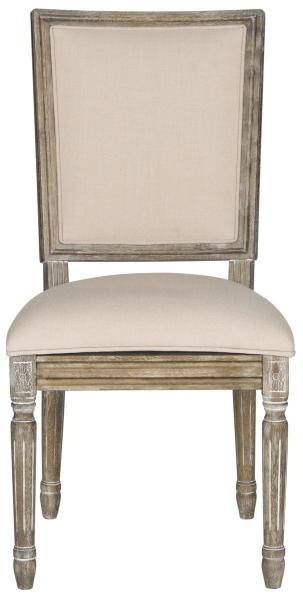 Safavieh - Set of 2 - Buchanan Side Chair 19''H French Brasserie Linen Rect Beige Rustic Oak NC Coating Rubberwood Foam FOX6229G-SET2 889048034655