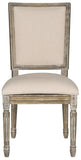Safavieh - Set of 2 - Buchanan Side Chair 19''H French Brasserie Linen Rect Beige Rustic Oak NC Coating Rubberwood Foam FOX6229G-SET2 889048034655