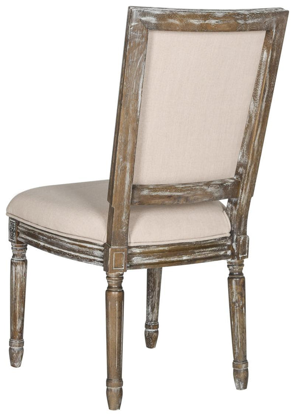 Safavieh - Set of 2 - Buchanan Side Chair 19''H French Brasserie Linen Rect Beige Rustic Oak NC Coating Rubberwood Foam FOX6229G-SET2 889048034655