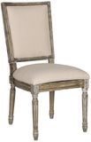 Safavieh - Set of 2 - Buchanan Side Chair 19''H French Brasserie Linen Rect Beige Rustic Oak NC Coating Rubberwood Foam FOX6229G-SET2 889048034655