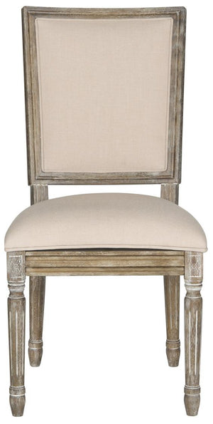 Safavieh - Set of 2 - Buchanan Side Chair 19''H French Brasserie Linen Rect Beige Rustic Oak NC Coating Rubberwood Foam FOX6229G-SET2 889048034655