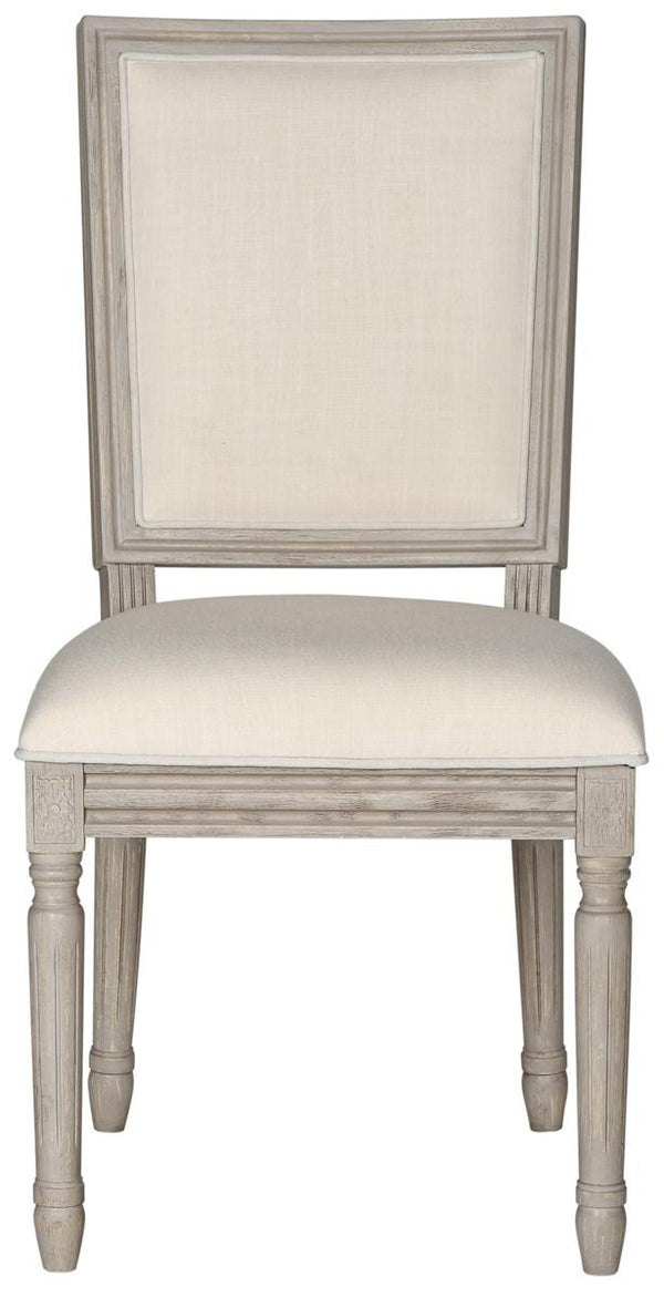 Safavieh - Set of 2 - Buchanan Side Chair 19''H French Brasserie Linen Rect Light Beige Rustic Grey NC Coating Rubberwood Foam FOX6229H-SET2 889048034679