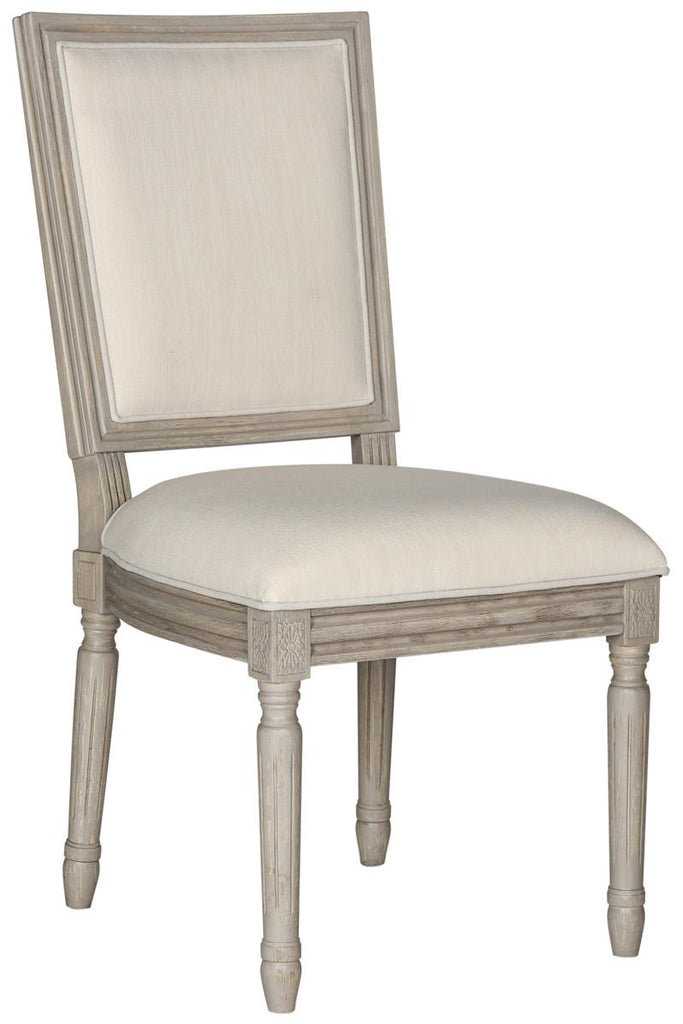 Safavieh - Set of 2 - Buchanan Side Chair 19''H French Brasserie Linen Rect Light Beige Rustic Grey NC Coating Rubberwood Foam FOX6229H-SET2 889048034679