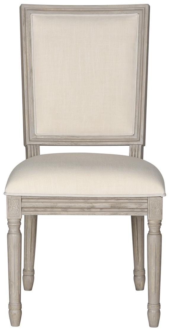 Safavieh - Set of 2 - Buchanan Side Chair 19''H French Brasserie Linen Rect Light Beige Rustic Grey NC Coating Rubberwood Foam FOX6229H-SET2 889048034679