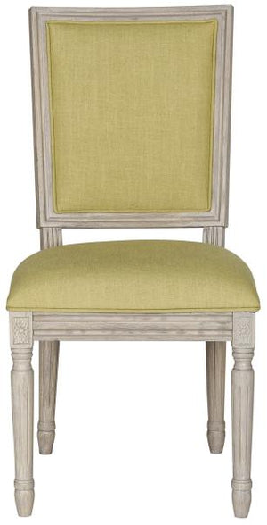 Safavieh - Set of 2 - Buchanan Side Chair 19''H French Brasserie Linen Rect Spring Green Rustic Grey NC Coating Rubberwood Foam FOX6229J-SET2 889048034723