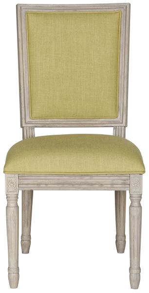 Safavieh - Set of 2 - Buchanan Side Chair 19''H French Brasserie Linen Rect Spring Green Rustic Grey NC Coating Rubberwood Foam FOX6229J-SET2 889048034723