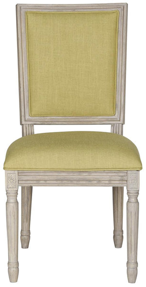 Safavieh - Set of 2 - Buchanan Side Chair 19''H French Brasserie Linen Rect Spring Green Rustic Grey NC Coating Rubberwood Foam FOX6229J-SET2 889048034723