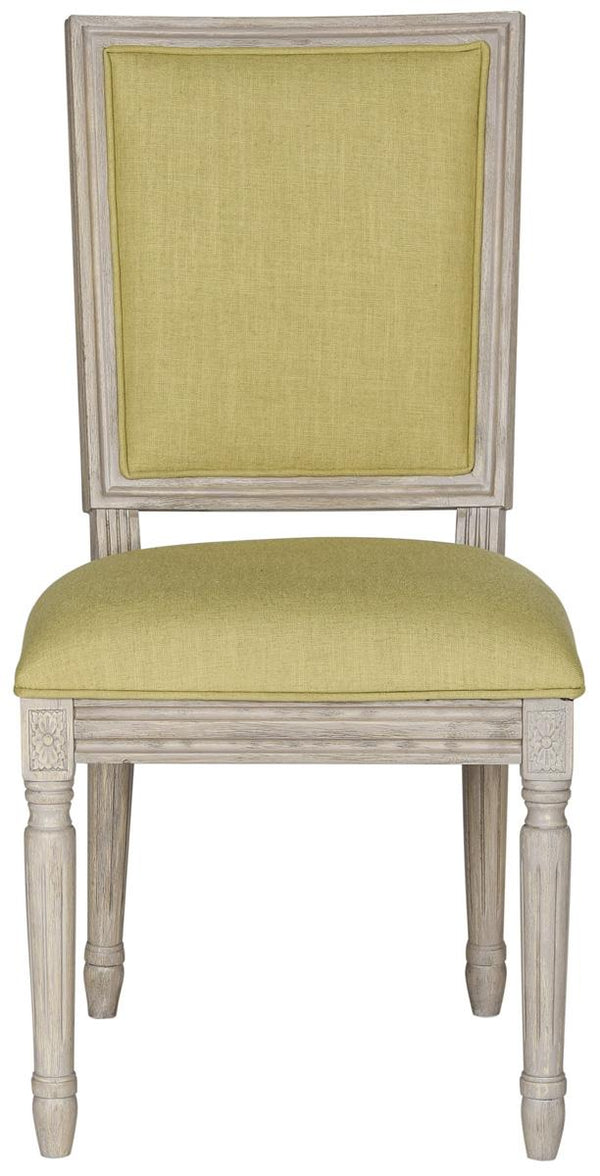Safavieh - Set of 2 - Buchanan Side Chair 19''H French Brasserie Linen Rect Spring Green Rustic Grey NC Coating Rubberwood Foam FOX6229J-SET2 889048034723