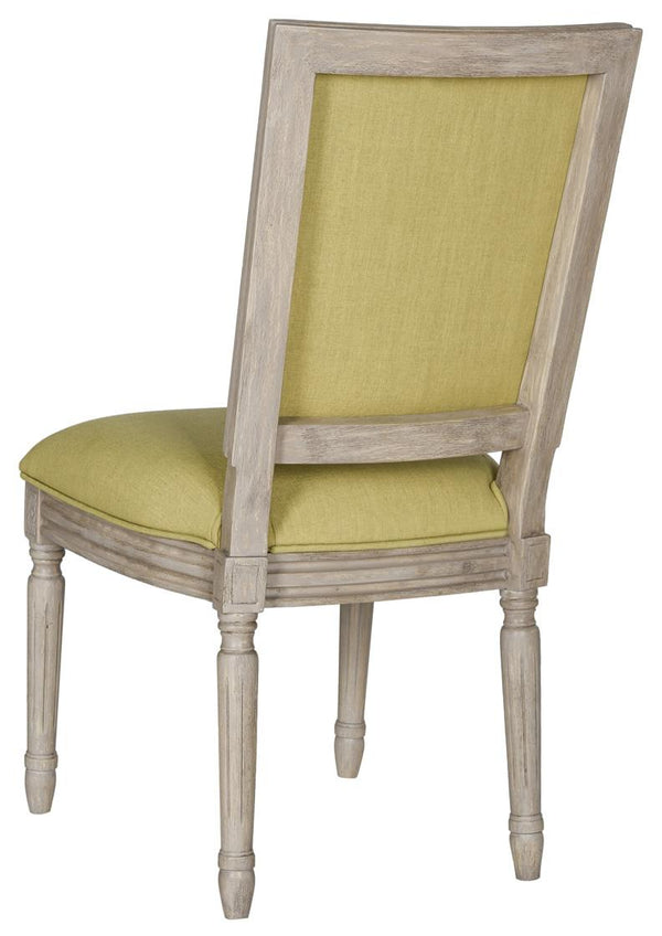 Safavieh - Set of 2 - Buchanan Side Chair 19''H French Brasserie Linen Rect Spring Green Rustic Grey NC Coating Rubberwood Foam FOX6229J-SET2 889048034723