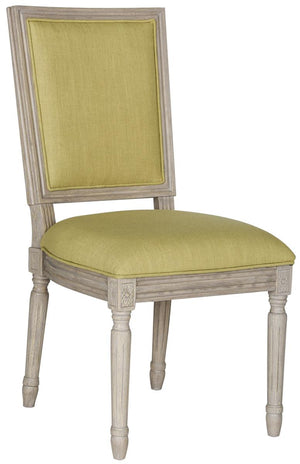 Safavieh - Set of 2 - Buchanan Side Chair 19''H French Brasserie Linen Rect Spring Green Rustic Grey NC Coating Rubberwood Foam FOX6229J-SET2 889048034723