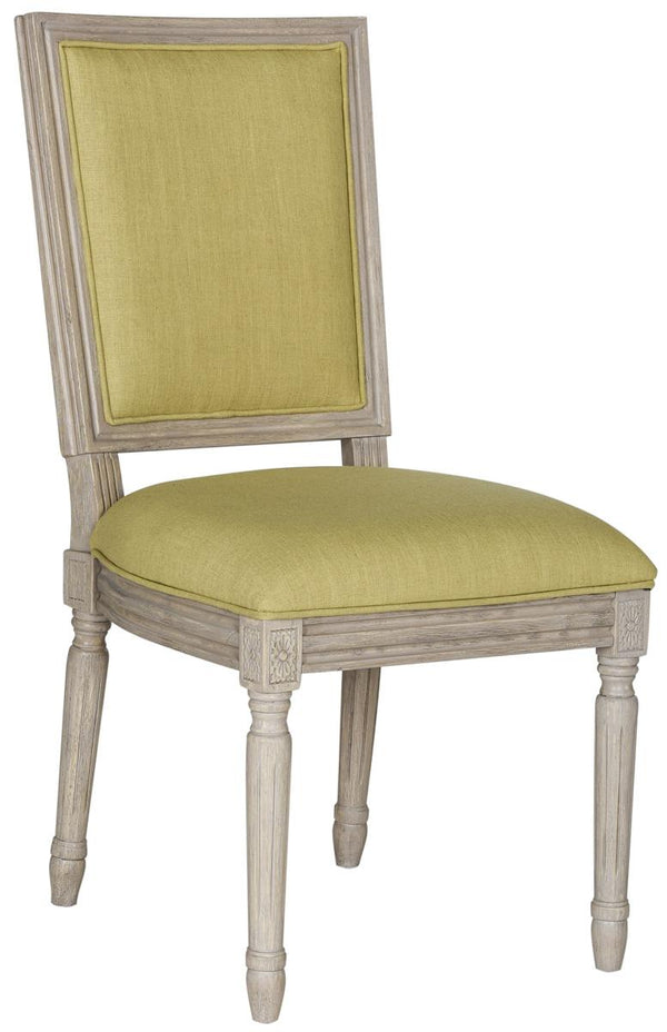 Safavieh - Set of 2 - Buchanan Side Chair 19''H French Brasserie Linen Rect Spring Green Rustic Grey NC Coating Rubberwood Foam FOX6229J-SET2 889048034723