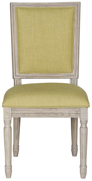 Safavieh - Set of 2 - Buchanan Side Chair 19''H French Brasserie Linen Rect Spring Green Rustic Grey NC Coating Rubberwood Foam FOX6229J-SET2 889048034723