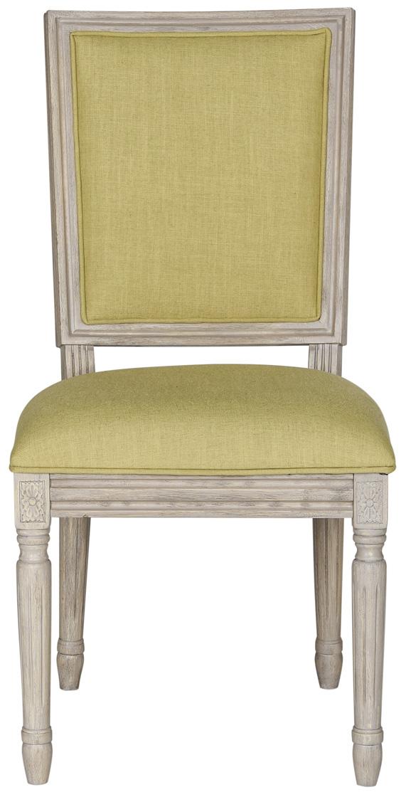 Safavieh - Set of 2 - Buchanan Side Chair 19''H French Brasserie Linen Rect Spring Green Rustic Grey NC Coating Rubberwood Foam FOX6229J-SET2 889048034723