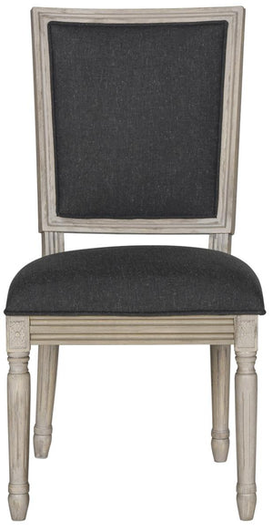 Safavieh - Set of 2 - Buchanan Side Chair 19''H French Brasserie Linen Rect Charcoal Rustic Grey NC Coating Rubberwood Foam FOX6229K-SET2 889048034730