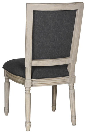 Safavieh - Set of 2 - Buchanan Side Chair 19''H French Brasserie Linen Rect Charcoal Rustic Grey NC Coating Rubberwood Foam FOX6229K-SET2 889048034730