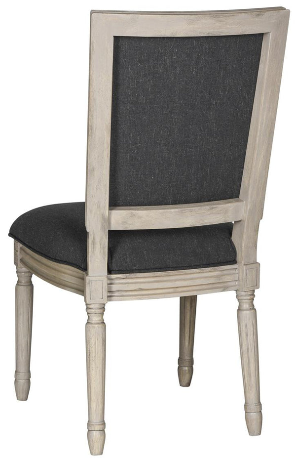 Safavieh - Set of 2 - Buchanan Side Chair 19''H French Brasserie Linen Rect Charcoal Rustic Grey NC Coating Rubberwood Foam FOX6229K-SET2 889048034730