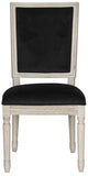 Safavieh - Set of 2 - Buchanan Side Chair 19''H French Brasserie Velvet Rect Nail Heads Black Rustic Grey Rubberwood Foam FOX6229L-SET2 889048034747