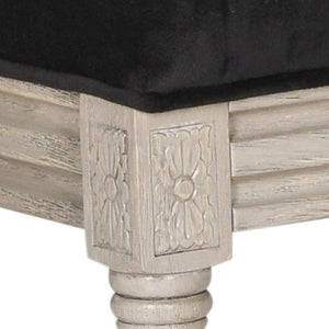 Safavieh - Set of 2 - Buchanan Side Chair 19''H French Brasserie Velvet Rect Nail Heads Black Rustic Grey Rubberwood Foam FOX6229L-SET2 889048034747