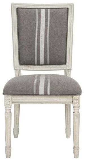Safavieh - Set of 2 - Buchanan Side Chair 19''H French Brasserie Linen Rect Grey Beige Rustic NC Coating Rubberwood Foam FOX6229M-SET2 889048260092