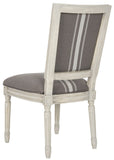 Safavieh - Set of 2 - Buchanan Side Chair 19''H French Brasserie Linen Rect Grey Beige Rustic NC Coating Rubberwood Foam FOX6229M-SET2 889048260092