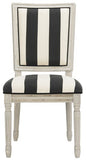 Safavieh - Set of 2 - Buchanan Side Chair 19''H French Brasserie Striped Linen Rect Black Ivory Rustic Grey Rubberwood Foam FOX6229N-SET2 889048260115