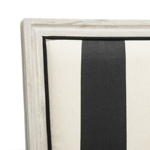 Safavieh - Set of 2 - Buchanan Side Chair 19''H French Brasserie Striped Linen Rect Black Ivory Rustic Grey Rubberwood Foam FOX6229N-SET2 889048260115