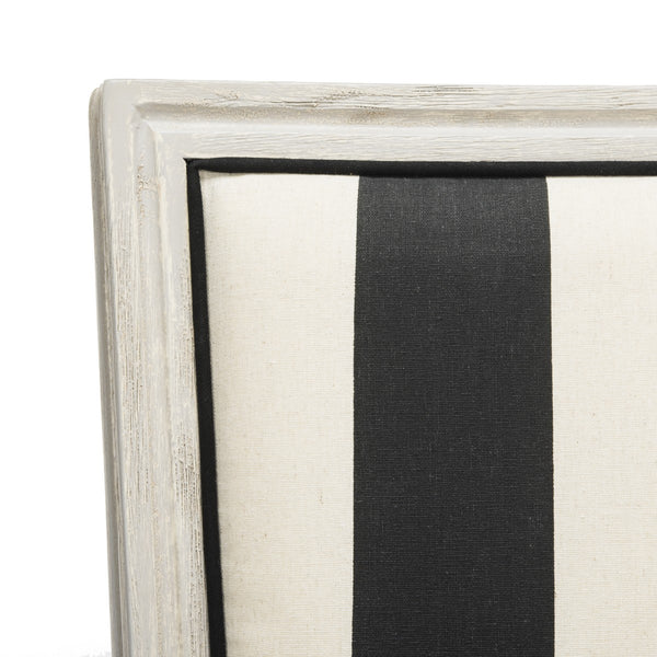 Safavieh - Set of 2 - Buchanan Side Chair 19''H French Brasserie Striped Linen Rect Black Ivory Rustic Grey Rubberwood Foam FOX6229N-SET2 889048260115