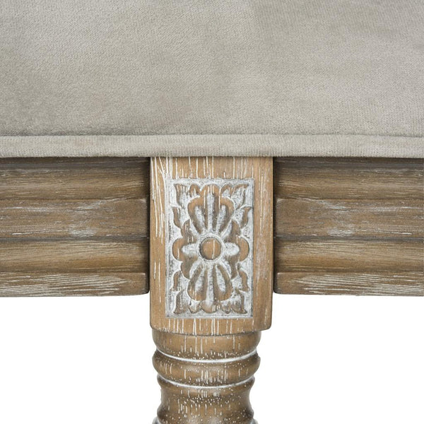 Safavieh Rocha Bench 19''H French Brasserie Tufted Traditional Rustic Grey Oak NC Coating Rubberwood Foam Velvet FOX6231B 889048067479