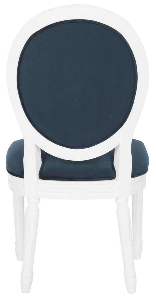 Safavieh - Set of 2 - Holloway Side Chair Tufted Oval Navy White NC Coating Rubberwood Foam Velvet FOX6235A-SET2 889048286894