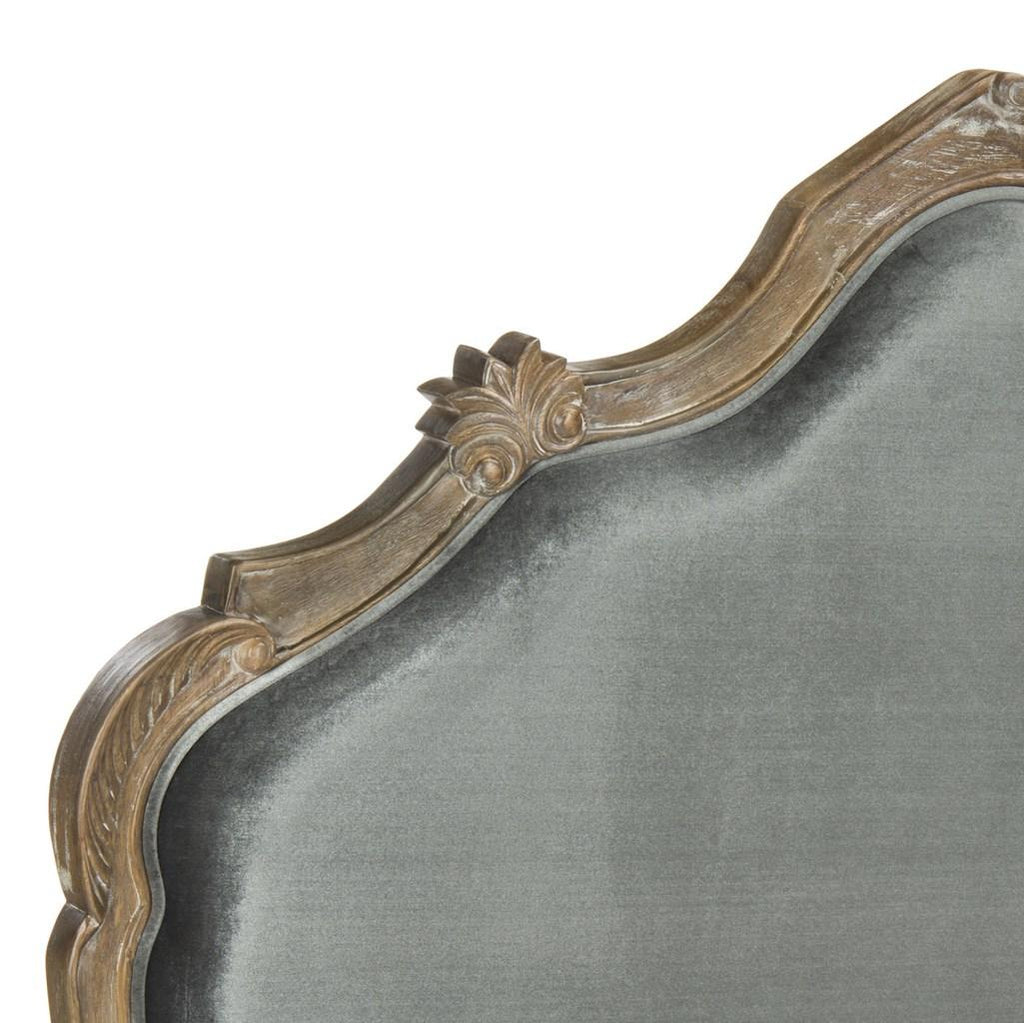 Safavieh Harlow Headboard Full Grey and Rustic Oak Wood Fabric Foam MDF Velvet FOX6245B-F 889048227101