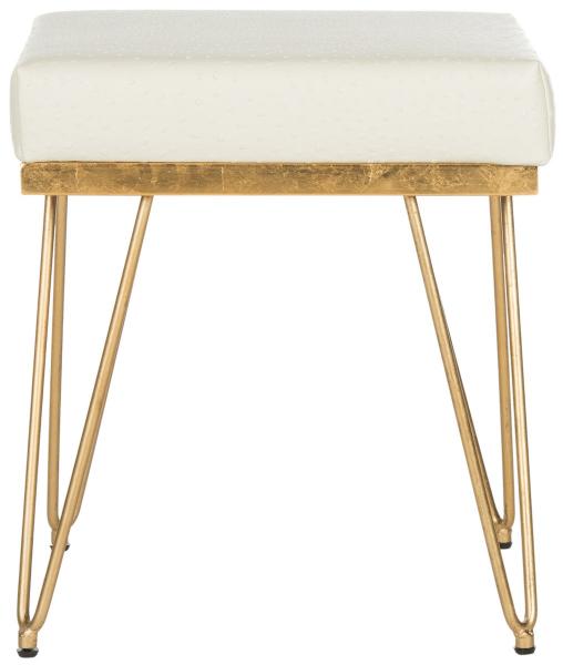 Safavieh Jenine Bench Faux Ostrich Square Cream Plywood Foam Nickel PU FOX6248A 889048120372