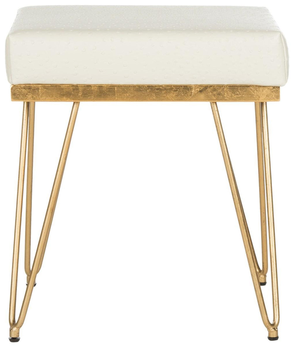 Safavieh Jenine Bench Faux Ostrich Square Cream Plywood Foam Nickel PU FOX6248A 889048120372