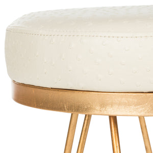 Safavieh Jenine Bench Faux Ostrich Round Cream Plywood Foam Nickel PU FOX6249A 889048119901