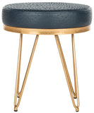 Safavieh Jenine Bench Faux Ostrich Round Navy Plywood Foam Nickel PU FOX6249B 889048120389