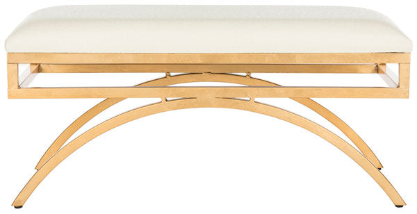 Safavieh Moon Bench Arc Clear Gold Wood MDF Foam Iron PU FOX6250A 889048146877